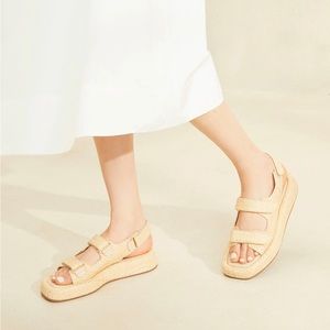 Loeffler Randall - Blaise Natural Raffia Platform Sandal - size 6.5